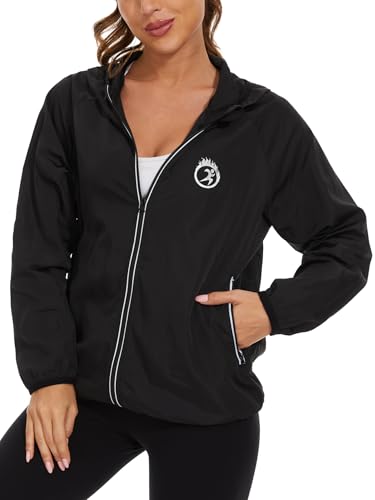 Rain Jacket for Women Waterproof Rain Suit Top Rain Coats with Zipper Hood Hiking Rain Gear for Outdoor Sports