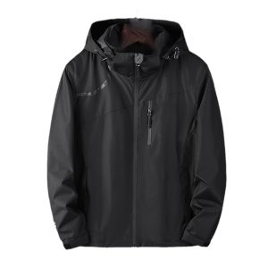 Men&Women Waterproof Softshell Jacket Hunting Camping Windbreaker Outdoor Coat Tactical Clothing Outwear s8 Black XS
