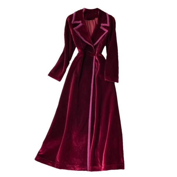 Women Fashion Winter Black fleece Blazer Dress Long Over The Knee Maxi Windbreaker Jacket Slim Coat