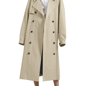 Womens Double Breasted Long Trench Coat Oversized Classic Lapel Belted Overcoat