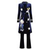 Women Long Sleeve Cartoon Embroidery Windbreaker Coat Trousers fleece Two-Piece Set