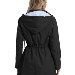 Women's Long Rain Jacket Waterproof Rain Coat with Hood Outdoor Light Raincoats Windbreaker