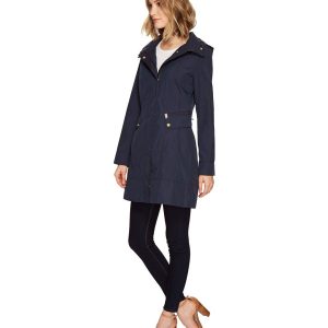 Women's Packable Hooded Rain Jacket with Bow