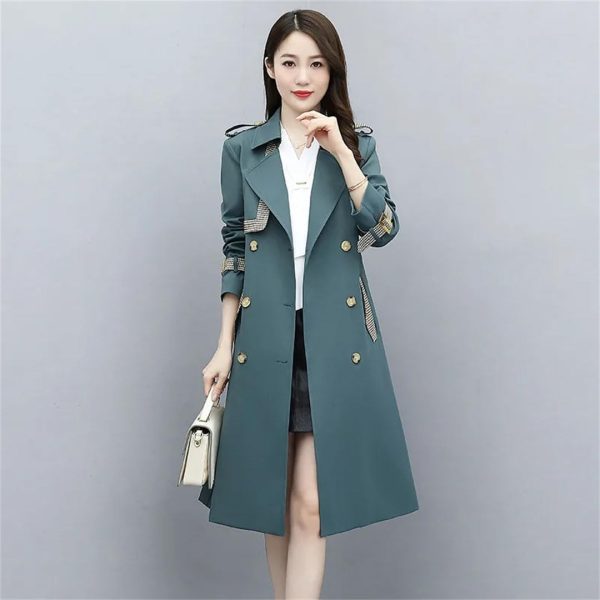51ZXKgk3eML.jpg Women Belted Long Coats And Jackets Lapel Spliced Windbreaker Elegant Trench Coat Outerwears