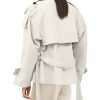 Womens Cropped Trench Coat Casual Double Breasted Short Jacket Fall Fashion Outerwear with Belt