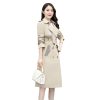 51eoutajtNL.jpg Women Belted Long Coats And Jackets Lapel Spliced Windbreaker Elegant Trench Coat Outerwears