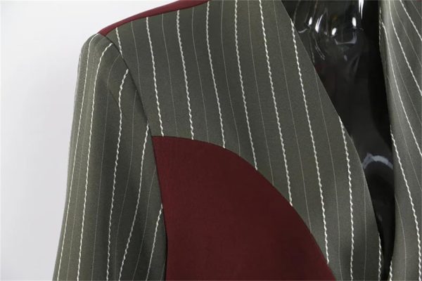 Women Spring Autumn Striped Patchwork Windbreaker All Match Loose Long Overcoat Trench Coat