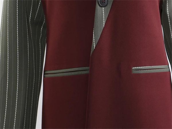 Women Spring Autumn Striped Patchwork Windbreaker All Match Loose Long Overcoat Trench Coat