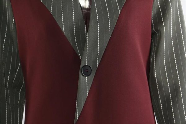 Women Spring Autumn Striped Patchwork Windbreaker All Match Loose Long Overcoat Trench Coat