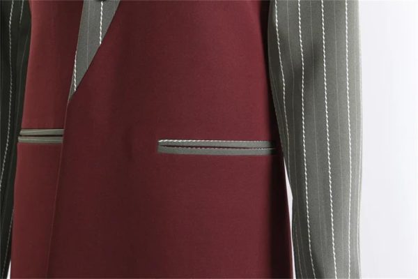 Women Spring Autumn Striped Patchwork Windbreaker All Match Loose Long Overcoat Trench Coat