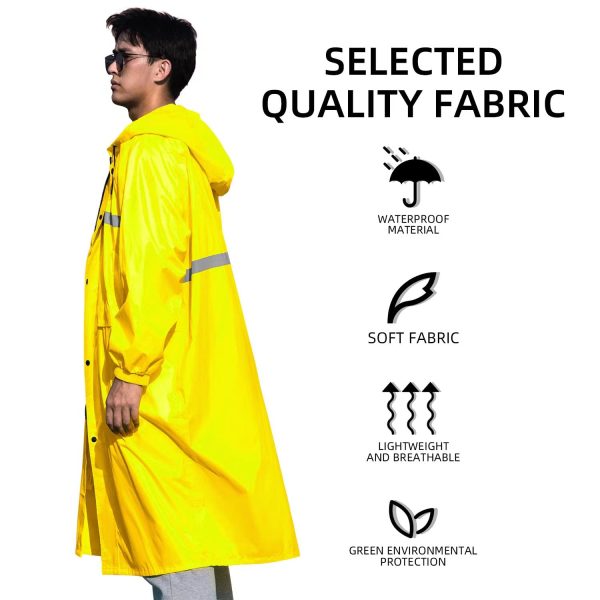 Long Hooded Raincoat Safety Waterproof Emergency Rain Jacket Poncho for Men Women Adults