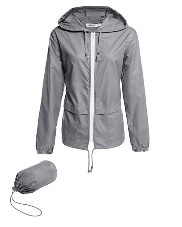 Women's Lightweight Hooded Raincoat Waterproof Packable Active Outdoor Rain Jacket (S-3XL)
