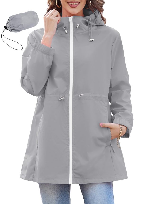 Waterproof Rain Jacket Women Lightweight Raincoat for Women Packable Hooded Windbreaker for Outdoor Travel Hiking