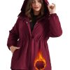 611LwOXrxL.jpg Women's Long Rain Jacket Plus Size Fleece Lined Waterproof Hooded Rain Coat Lightweight Pockets Windbreaker Trip
