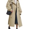 612cXMcb1ML.jpg Womens Double Breasted Long Trench Coat Oversized Classic Lapel Belted Overcoat