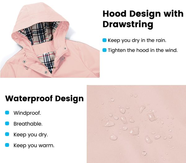 614prfb9I7L.jpg Rain Coat for Women Waterproof with Hood Lightweight Women's Rain Jacket Outdoor Trench Windbreaker Long Raincoats