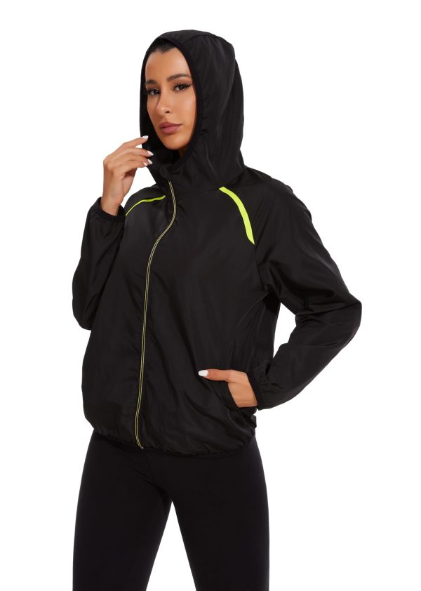 Waterproof Raincoat with Hood Windbreaker Rain Jacket for Women Zipper Lightweight Hiking Outdoor