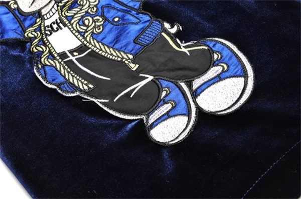 Women Long Sleeve Cartoon Embroidery Windbreaker Coat Trousers fleece Two-Piece Set