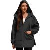 Women Rain Jacket with Hood Lightweight Rain Coats for Women Trench Waterproof Windbreaker With Back Pockets