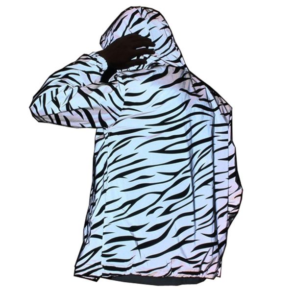 Reflective Light Jacket Men Women Mesh Style Noctilucent Zebra Jackets Waterproof