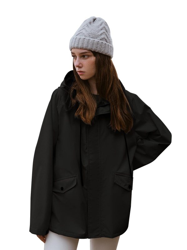 Hard Shell Rain Jacket with Hood for Women - Lightweight Outdoor Waterproof and Windbreaker Rain Coat