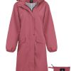 Women's Long Rain Jacket Waterproof Lightweight Hooded Raincoat Packable Knee Length Rain coat