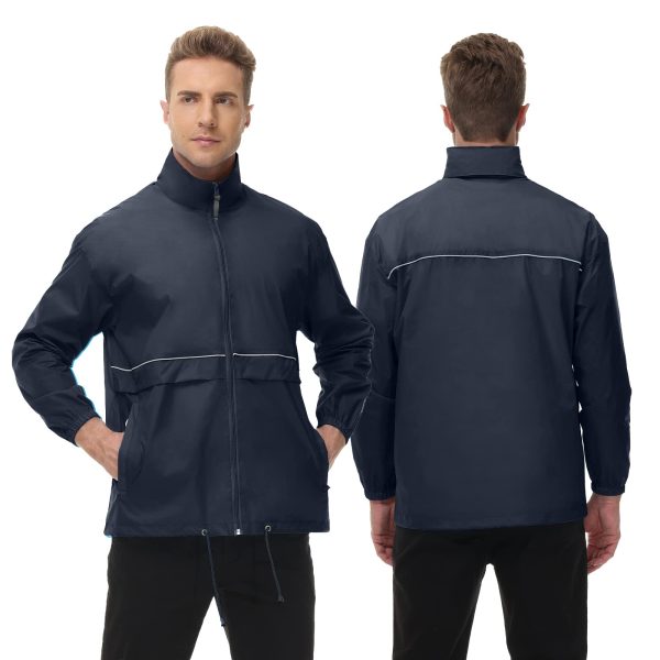 Men's Rain Jacket Cycling Running Jackets Waterproof Raincoat with Hood Windbreaker Hiking Jacket Rain Coat