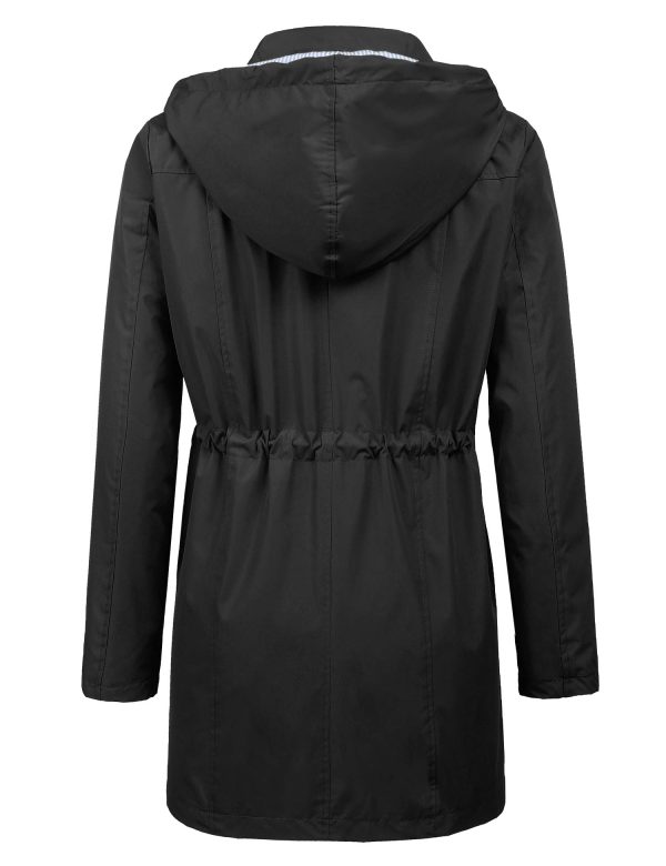 Raincoat Women Waterproof Long Hooded Trench Coats Lined Windbreaker Travel Jacket S-XXL