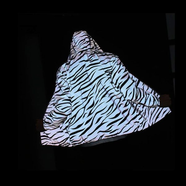 Reflective Light Jacket Men Women Mesh Style Noctilucent Zebra Jackets Waterproof