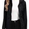 Women's Rain Jacket Lightweight Waterproof Rain Coat with Hooded Windproof Adjustable Windbreaker