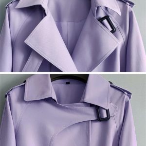 61NxohbVWbL.jpg Women Elegant Long Coats And Jackets Lapel Belted Trench Coat Office Windbreaker Outerwear