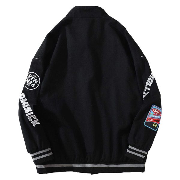 Varsity Jacket Men Vintage Racing Car Letterman Nascar Graphic Fall Black Racer Baseball Oversized Coats Women