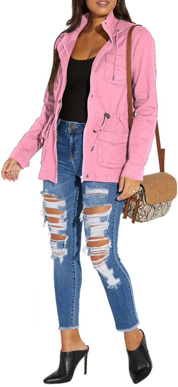 61RQJ3JDAtL.jpg Casual Jackets for Women Long Sleeve Lightweight Outwear Bomber Coats with Pockets