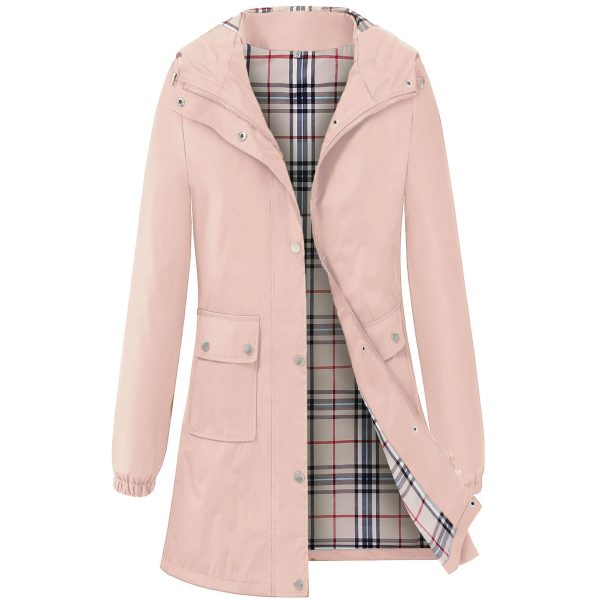 61RsCuFipfL.jpg Rain Coat for Women Waterproof with Hood Lightweight Women's Rain Jacket Outdoor Trench Windbreaker Long Raincoats