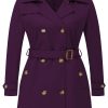Women's Plus Size Trench Coat Double-Breasted Classic Lapel Overcoat Belted Outerwear Coat with Detachable Hood