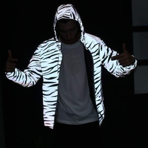 61VXQXR8VKL.jpg Reflective Light Jacket Men Women Mesh Style Noctilucent Zebra Jackets Waterproof
