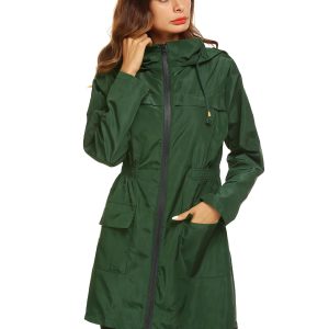 Women Waterproof Lightweight Rain Jacket Active Outdoor Hooded Raincoat