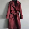 Women Elegant Long Trench Coat For Lapel Belted Coats And Jackets Office Windbreaker Outerwears