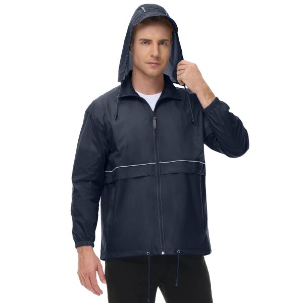 Men's Rain Jacket Cycling Running Jackets Waterproof Raincoat with Hood Windbreaker Hiking Jacket Rain Coat