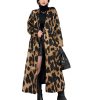 61adFkPxynL.jpg Women Leopard Long Coats And Jackets V-Neck Single Breasted Winter Trench Coat Loose Windbreaker Outerwear