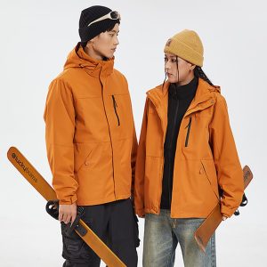 Women's Windproof and Waterproof Jacket 3-in-1 Insulated Shells Raincoat Interchange Jacket with Hood Outdoor Hiking