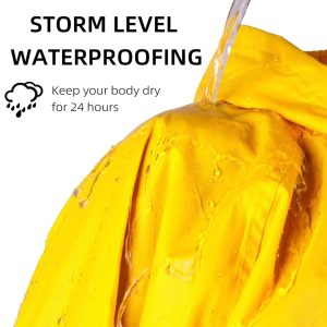 61dr37iwzRL.jpg Long Hooded Raincoat Safety Waterproof Emergency Rain Jacket Poncho for Men Women Adults
