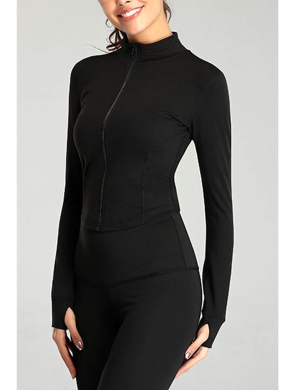 Women's Full Zip Seamless Workout Jacket Running Yoga Slim Fit Track Jacket