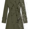 Women's Long Double-Breasted Waterproof Trench Coat with Belt