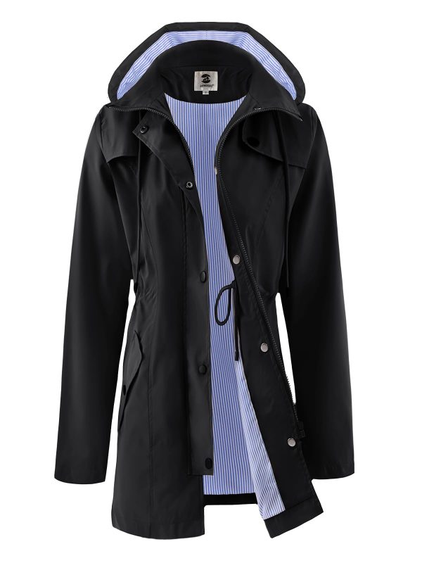 Women's Long Rain Jacket Waterproof Rain Coat with Hood Outdoor Light Raincoats Windbreaker