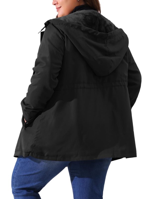 61jeQPaeEL.jpg Plus Size Rain Jacket for Women Lightweight Waterproof Fleece Lined Jacket Hooded Windbreaker Coat