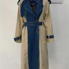 Women's Trench Coat Denim Stitching Lapel Double Breasted Bandage Loose Windbreaker Spring Jacket