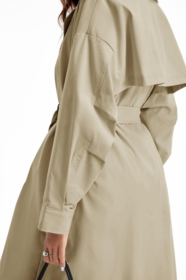 61m5Y3kTssL.jpg Womens Double Breasted Long Trench Coat Oversized Classic Lapel Belted Overcoat