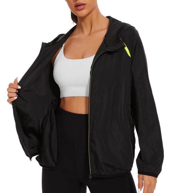 Waterproof Raincoat with Hood Windbreaker Rain Jacket for Women Zipper Lightweight Hiking Outdoor