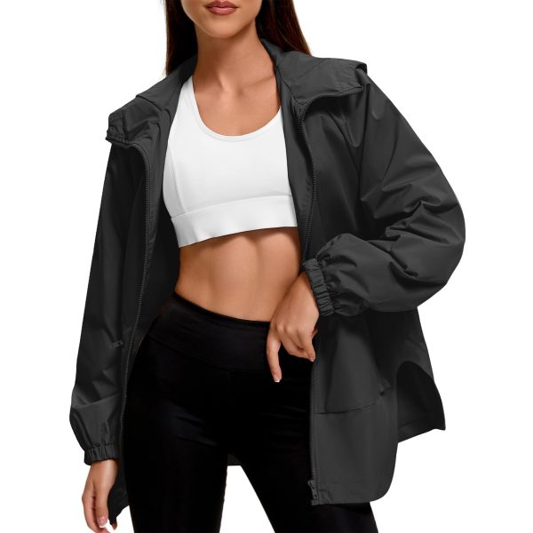 Women Rain Jacket with Hood Lightweight Rain Coats for Women Trench Waterproof Windbreaker With Back Pockets